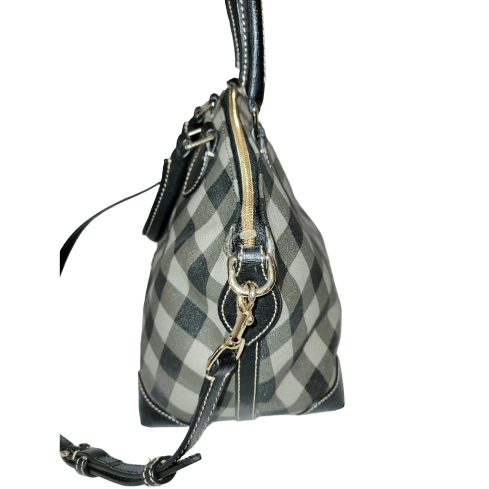 Dooney & Bourke Tucker Buffalo Plaid Darcy Satchel Black Charcoal Gray Tote - Picture 8 of 13
